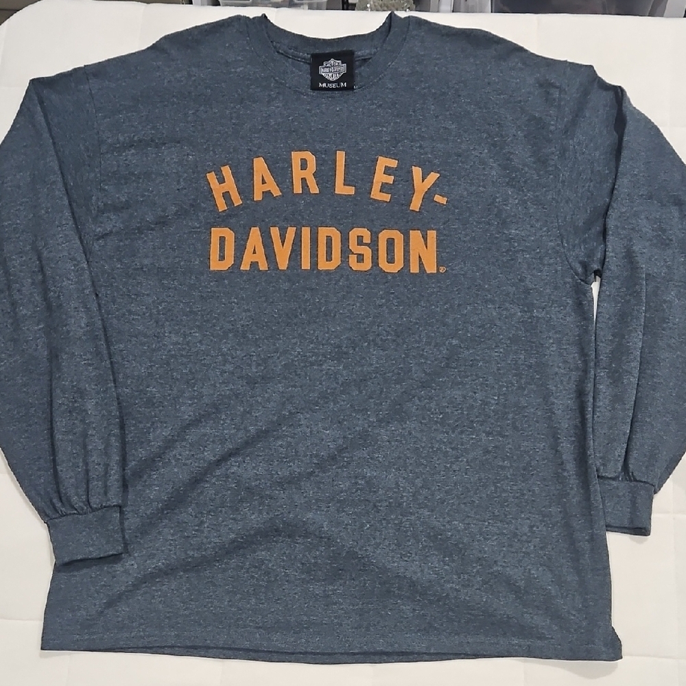 Harley-Davidson Blue Long Sleeve with Orange Logo